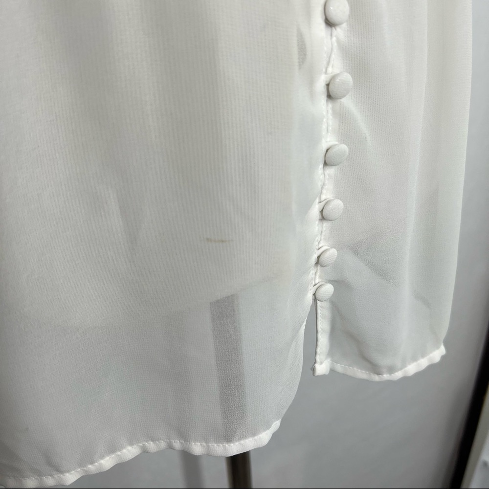 St. John Evening White Size Small Women’s Sheer 3/4 Sleeve Chiffon Top - Picture 3 of 7